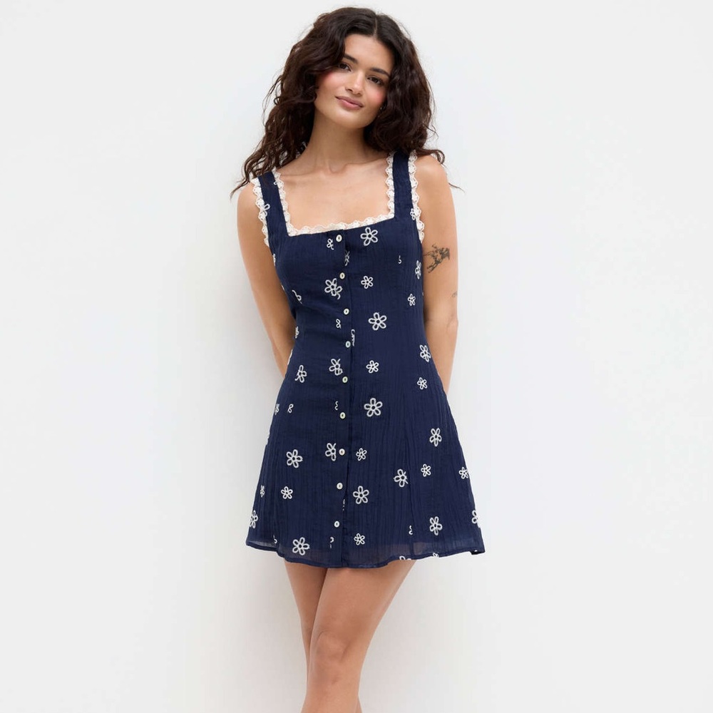 Cider Square Neck Floral Mini Dress